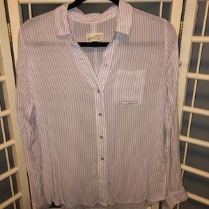 Purple striped button down